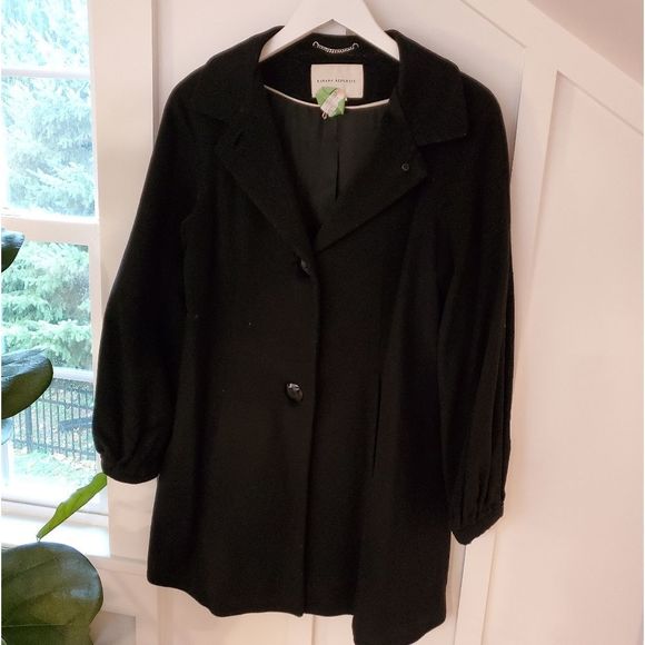 Banana Republic Black Wool Coat - Picture 3 of 9